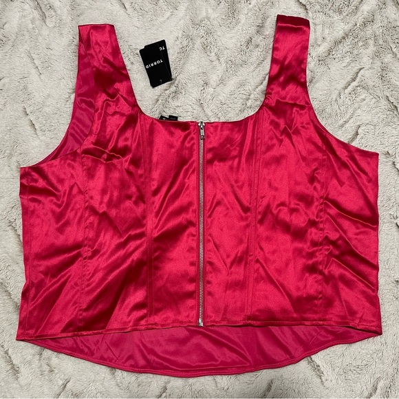 Torrid Hot Pink Satin Sleeveless Corset Top - Picture 4 of 14